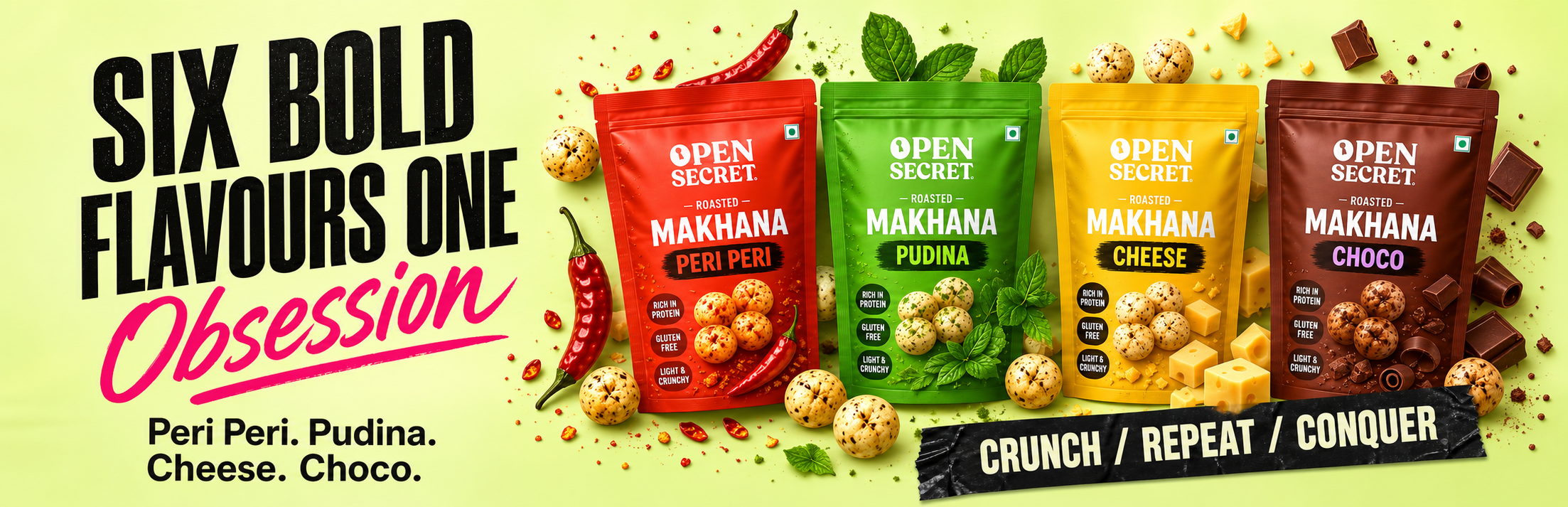 Six bold flavours, one obsession — roasted makhana range
